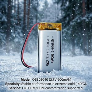 Low-temperature Lipo Pouch Battery 600mAh 3.7V -40C GPS